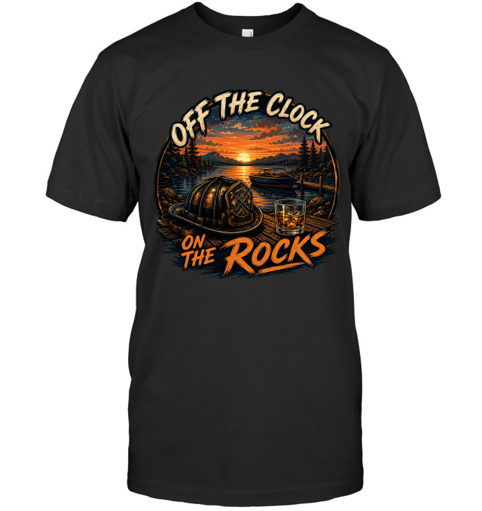 Off The Clock On The Rocks tee for firefighters from BraveWear.