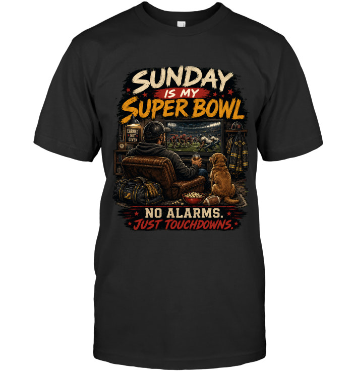 Sunday Is My Super Bowl — No Alarms, Just Touchdowns tee for firefighters from BraveWear.