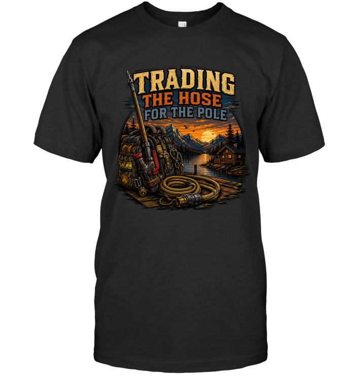 Trading The Hose For The Pole tee for firefighters from BraveWear.