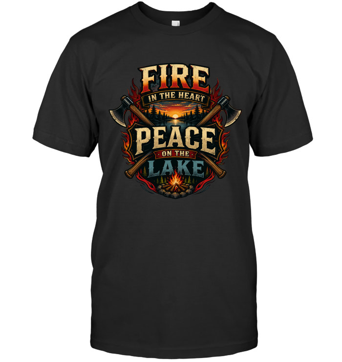 Fire In The Heart, Peace On The Lake tee for firefighters from BraveWear.