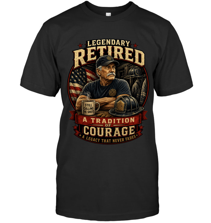 Legendary Retired – A Tradition Of Courage – A Legacy That Never Fades tee for firefighters from BraveWear.