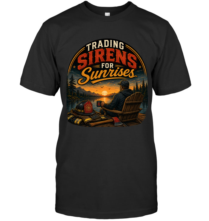 Trading Sirens For Sunrises tee for firefighters from BraveWear.